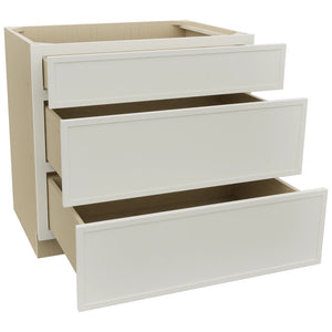 Fabuwood Luna Dove DB36 Base 3 Drawers Cabinet, Open View