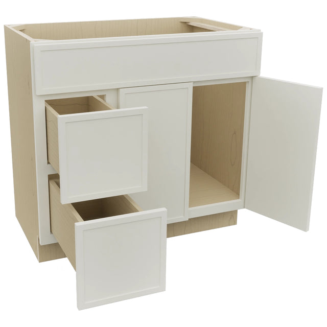 Fabuwood Luna Dove VSD42 Vanity Combo Cabinet, Open View