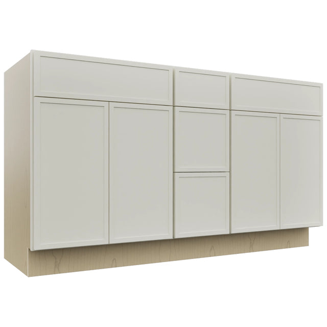 Fabuwood Luna Dove VSD60DOUBLE Vanity Combo Cabinet, Front View