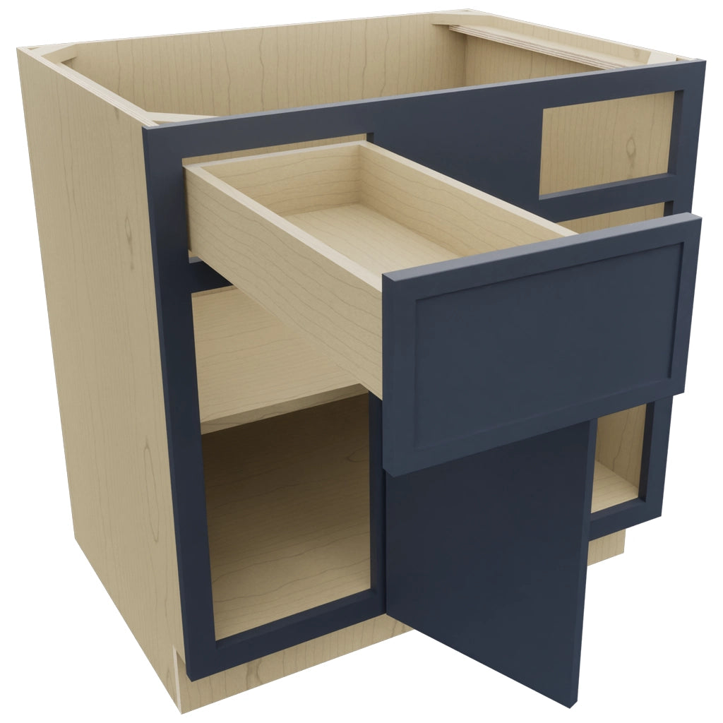 Fabuwood Luna Indigo BLB39/42 Base Corner Blind Cabinet, Open View