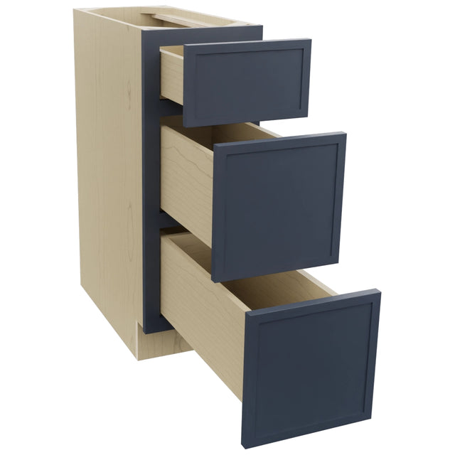 Fabuwood Luna Indigo DB12 Base 3 Drawers Cabinet, Open View