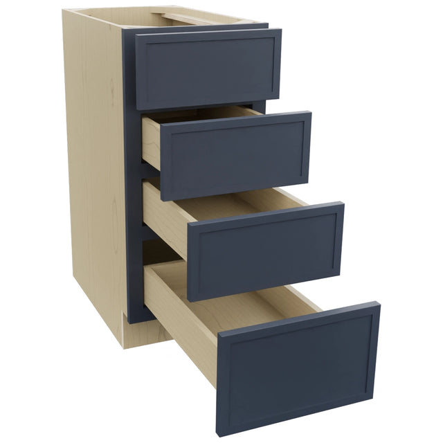 Fabuwood Luna Indigo DB15-4 Base 4 Drawers Cabinet, Open View