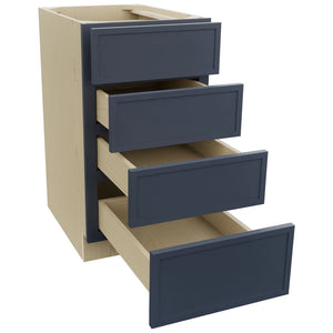 Fabuwood Luna Indigo DB18-4 Base 4 Drawers Cabinet, Open View