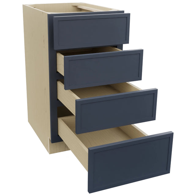 Fabuwood Luna Indigo DB18-4 Base 4 Drawers Cabinet, Open View