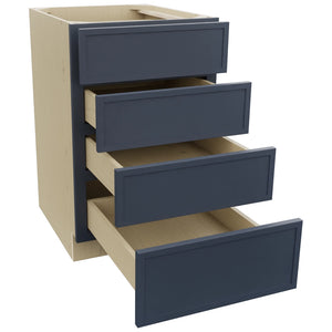 Fabuwood Luna Indigo DB21-4 Base 4 Drawers Cabinet, Open View