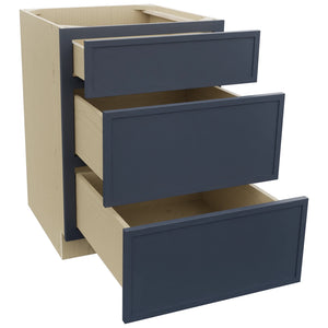 Fabuwood Luna Indigo DB24 Base 3 Drawers Cabinet, Open View