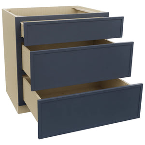 Fabuwood Luna Indigo DB33 Base 3 Drawers Cabinet, Open View