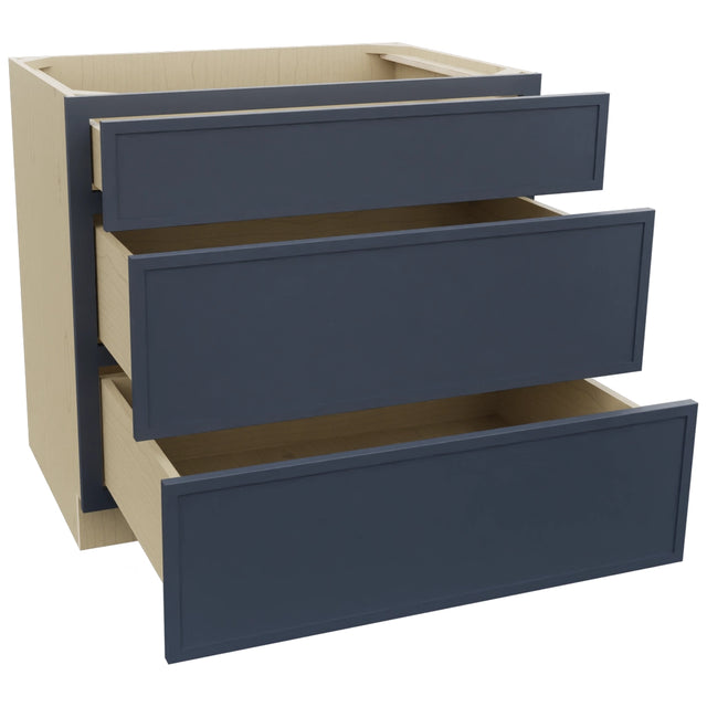Fabuwood Luna Indigo DB36 Base 3 Drawers Cabinet, Open View