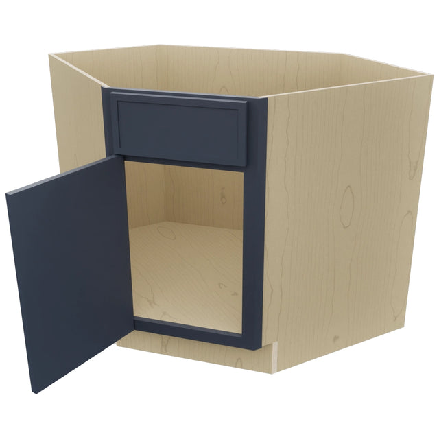 Fabuwood Luna Indigo DSB36 Base Corner Diagonal Sink Cabinet, Open View