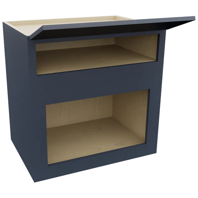 Fabuwood Luna Indigo MC303021 Wall Microwave Cabinet, Open View