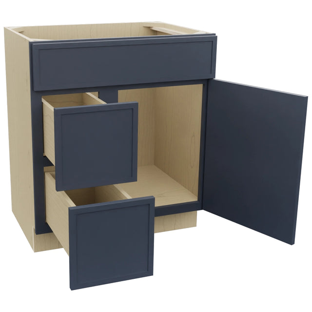 Fabuwood Luna Indigo VSD36DL Vanity Combo Cabinet, Open View