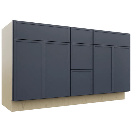 Fabuwood Luna Indigo VSD60DOUBLE Vanity Combo Cabinet, Front View