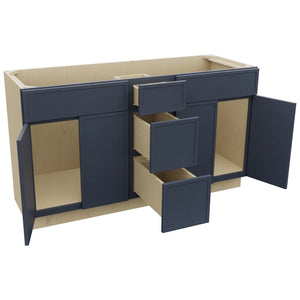 Fabuwood Luna Indigo VSD60DOUBLE Vanity Combo Cabinet, Open View
