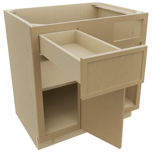 Fabuwood Luna Natural Oak BLB39/42 Base Corner Blind Cabinet, Open View