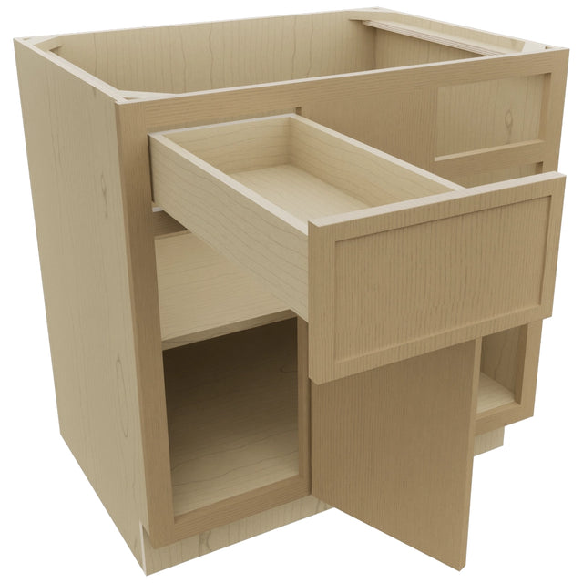Fabuwood Luna Natural Oak BLB39/42 Base Corner Blind Cabinet, Open View