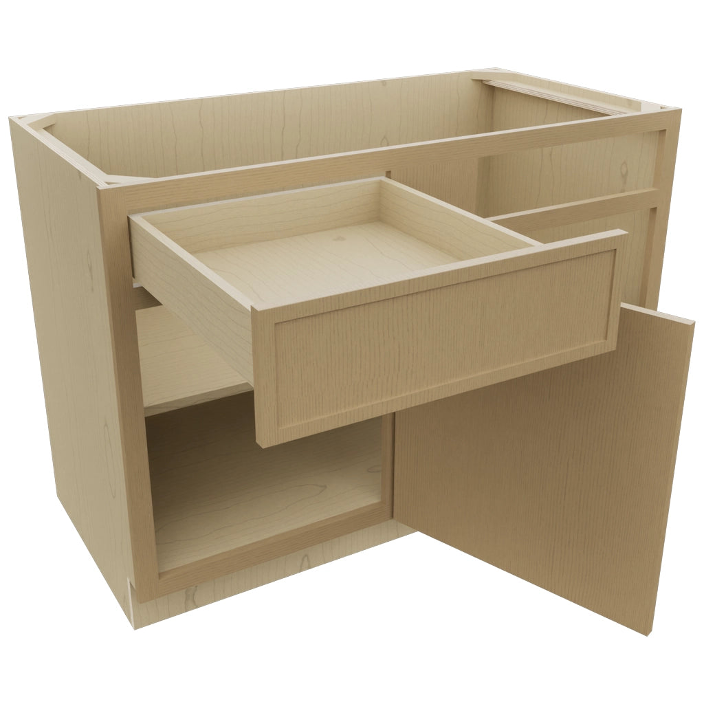 Fabuwood Luna Natural Oak BLB48/51 Base Corner Blind Cabinet, Open View