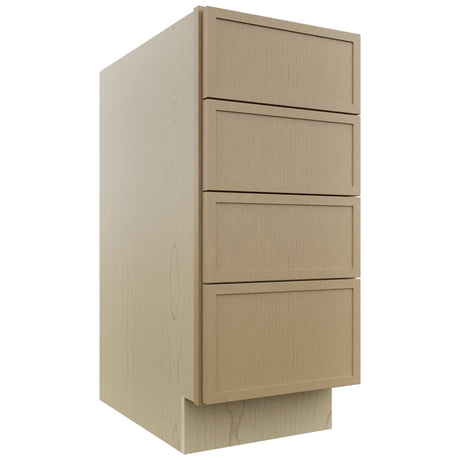 Fabuwood Luna Natural Oak DB15-4 Base 4 Drawers Cabinet, Front View