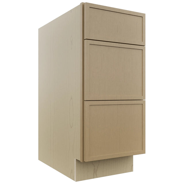 Fabuwood Luna Natural Oak DB15 Base 3 Drawers Cabinet, Front View