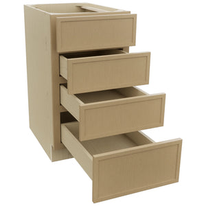Fabuwood Luna Natural Oak DB18-4 Base 4 Drawers Cabinet, Open View