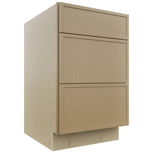Fabuwood Luna Natural Oak DB21 Base 3 Drawers Cabinet, Front View