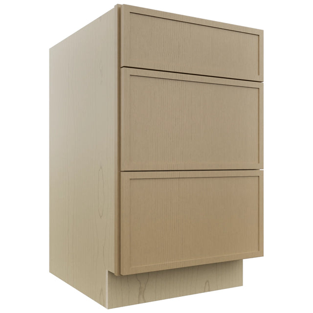 Fabuwood Luna Natural Oak DB21 Base 3 Drawers Cabinet, Front View