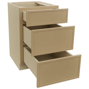 Fabuwood Luna Natural Oak DB21 Base 3 Drawers Cabinet, Open View