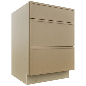 Fabuwood Luna Natural Oak DB24 Base 3 Drawers Cabinet, Front View