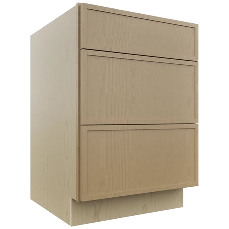 Fabuwood Luna Natural Oak DB24 Base 3 Drawers Cabinet, Front View