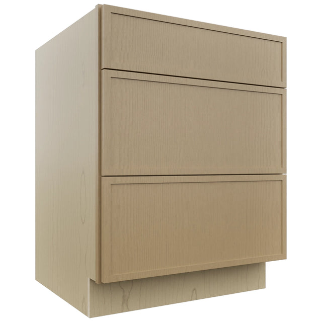Fabuwood Luna Natural Oak DB27 Base 3 Drawers Cabinet, Front View