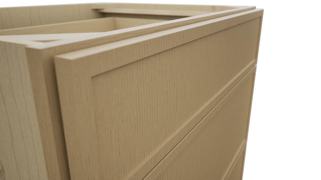 Fabuwood Luna Natural Oak DB30 Base 3 Drawers Cabinet, Detail View