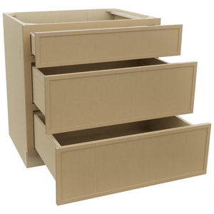 Fabuwood Luna Natural Oak DB33 Base 3 Drawers Cabinet, Open View