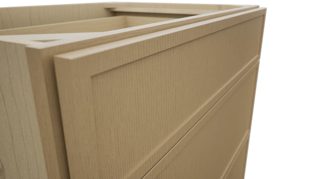 Fabuwood Luna Natural Oak DB33 Base 3 Drawers Cabinet, Detail View