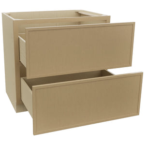 Fabuwood Luna Natural Oak DB36-2 Base 2 Drawers Cabinet, Open View