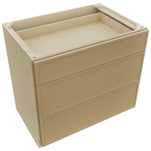 Fabuwood Luna Natural Oak DB36 Base 3 Drawers Cabinet, Top View