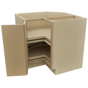 Fabuwood Luna Natural Oak LSB36 Base Corner Lazy Susan Cabinet, Open View