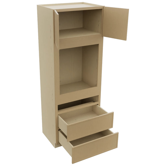 Fabuwood Luna Natural Oak OC3390C Tall Oven Cabinet Combo, Open View