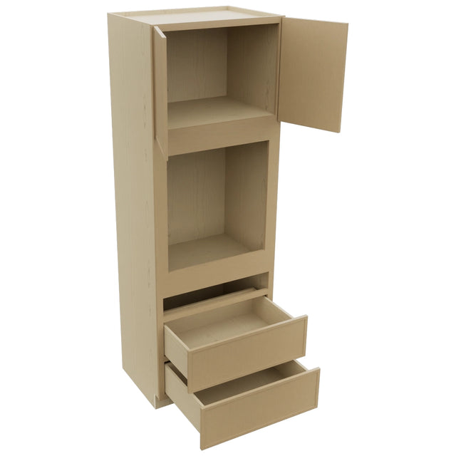 Fabuwood Luna Natural Oak OC3396C Tall Oven Cabinet Combo, Open View