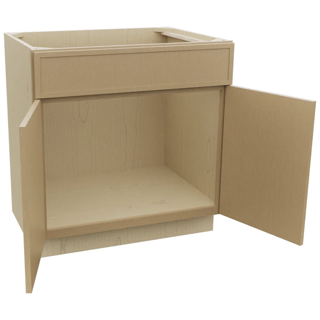 Fabuwood Luna Natural Oak SB33SDF Base Sink Cabinet, Open View