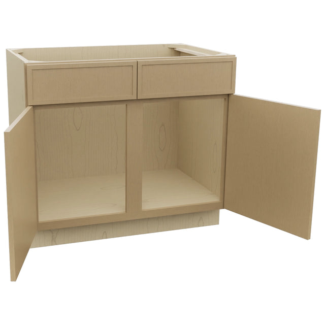 Fabuwood Luna Natural Oak SB39 Base Sink Cabinet, Open View