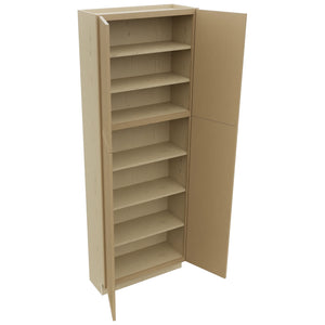 Fabuwood Luna Natural Oak TP182484 Tall Pantry Cabinet, Open View