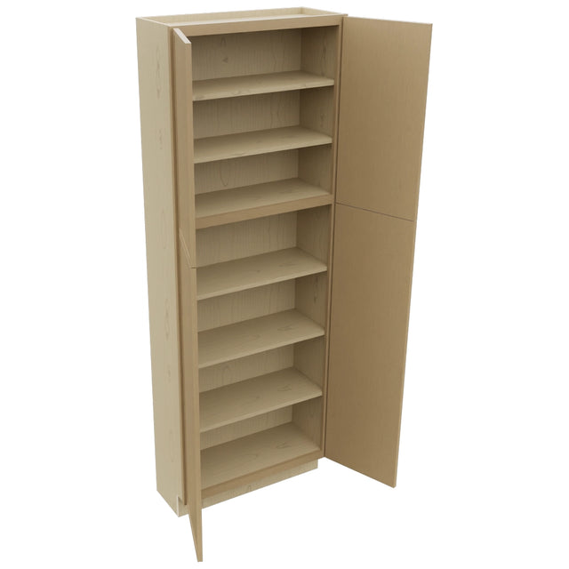 Fabuwood Luna Natural Oak TP182484 Tall Pantry Cabinet, Open View