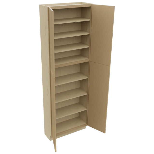 Fabuwood Luna Natural Oak TP182490 Tall Pantry Cabinet, Open View