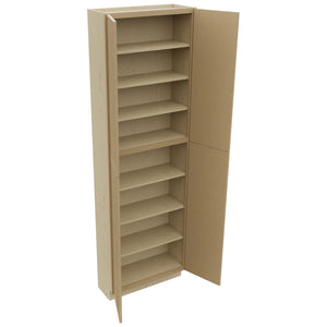 Fabuwood Luna Natural Oak TP182496 Tall Pantry Cabinet, Open View