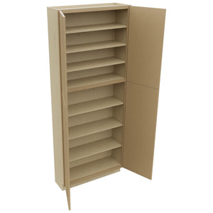 Fabuwood Luna Natural Oak TP241290 Tall Pantry Cabinet, Open View