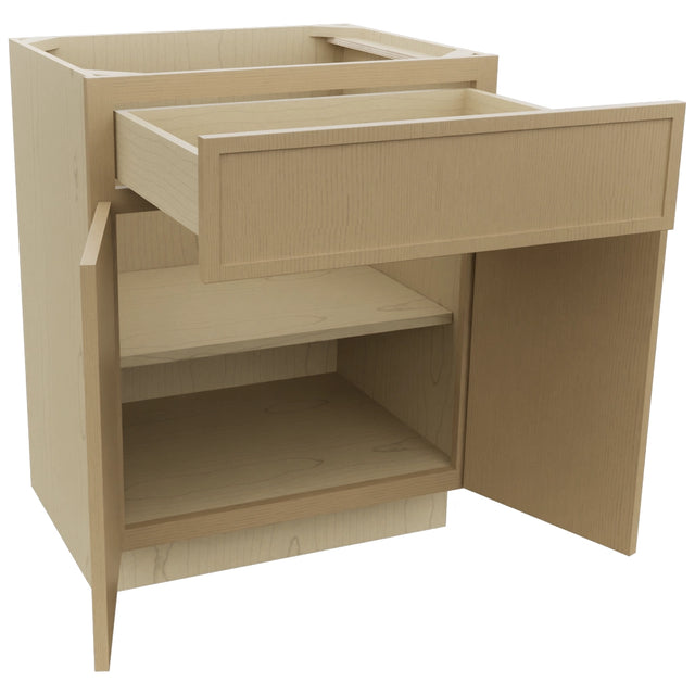 Fabuwood Luna Natural Oak VB27-34 Vanity Base Standard Cabinet, Open View