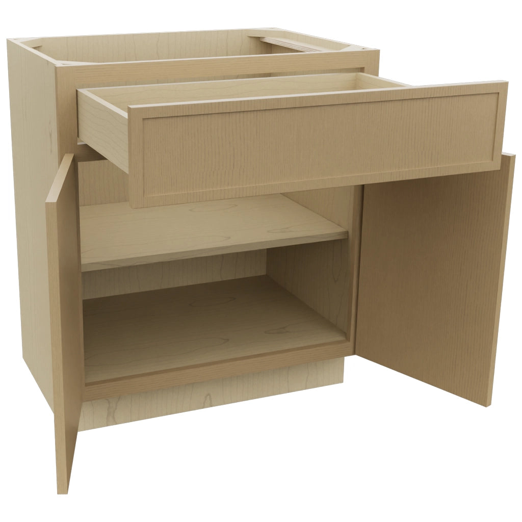 Fabuwood Luna Natural Oak VB30-34 Vanity Base Standard Cabinet, Open View
