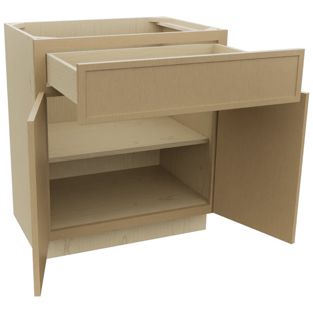 Fabuwood Luna Natural Oak VB30-34 Vanity Base Standard Cabinet, Open View