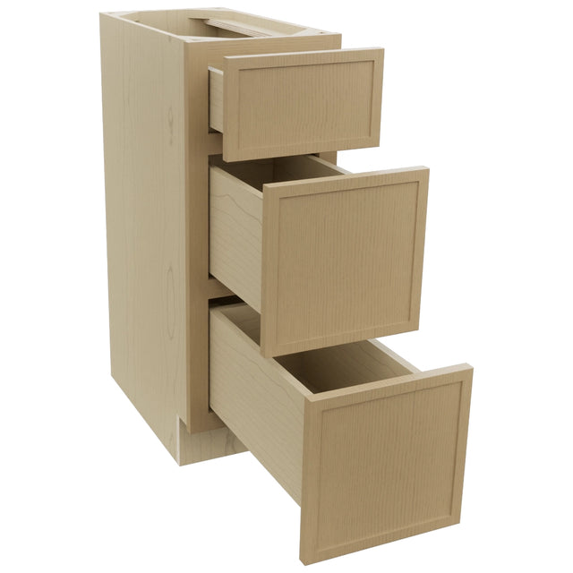 Fabuwood Luna Natural Oak VDB12-34 Vanity Drawer Cabinet, Open View