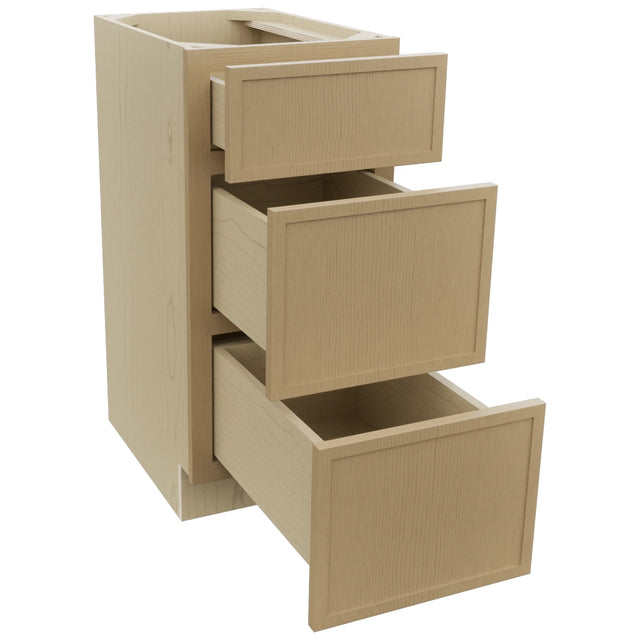 Fabuwood Luna Natural Oak VDB15-34 Vanity Drawer Cabinet, Open View