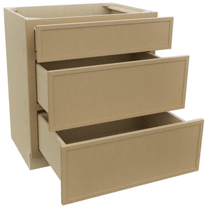 Fabuwood Luna Natural Oak VDB30-34 Vanity Drawer Cabinet, Open View